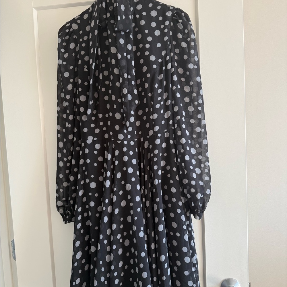 Elegant Black and White Polka Dot Dress